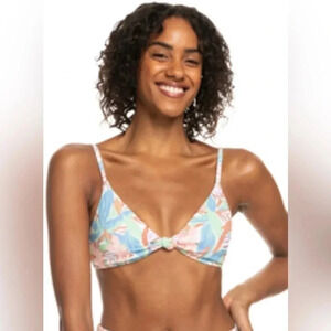 Roxy Love The Surf Knot Textured Bikini Top Adjustable Straps Removable Pads LRG
